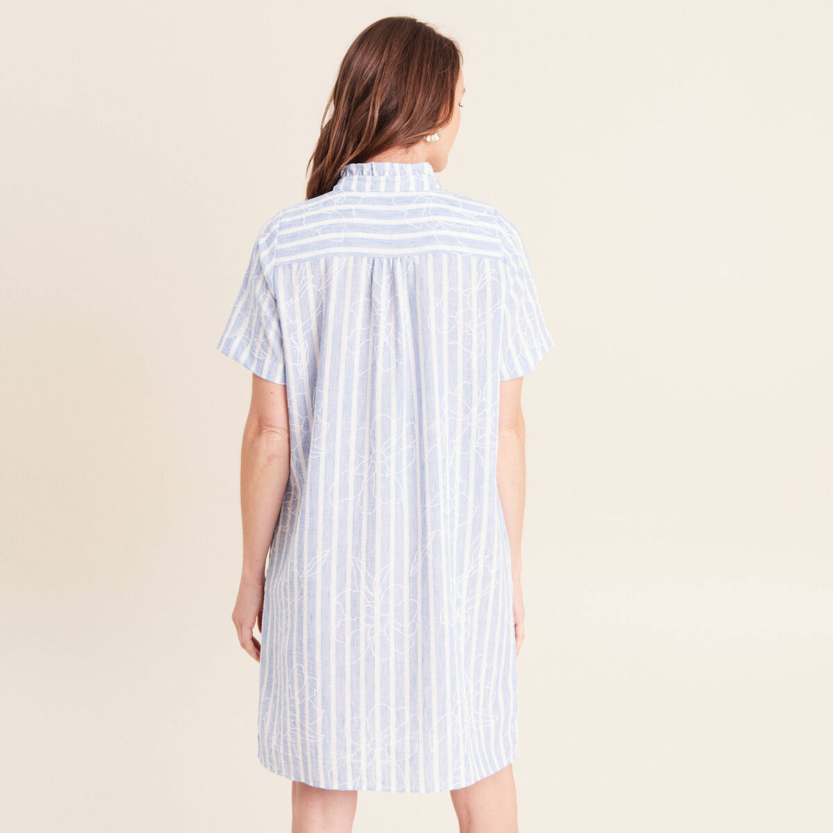 Robe droite courte col montant bleu femme