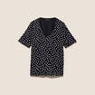 T-shirt droit col v manches courtes noir femme