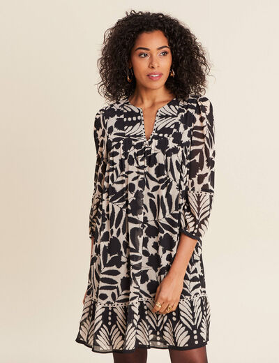 Robe évasée fluide noir femme