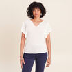Pull col tunisien manches courtes ecru femme