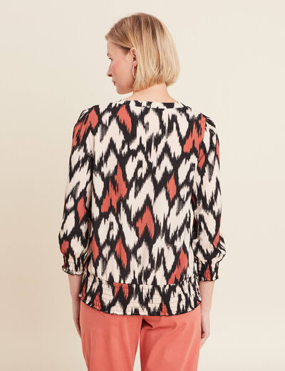 Blouse manches 3/4 orange femme