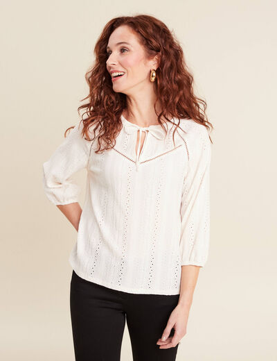 Blouse manches 3/4 ecru femme