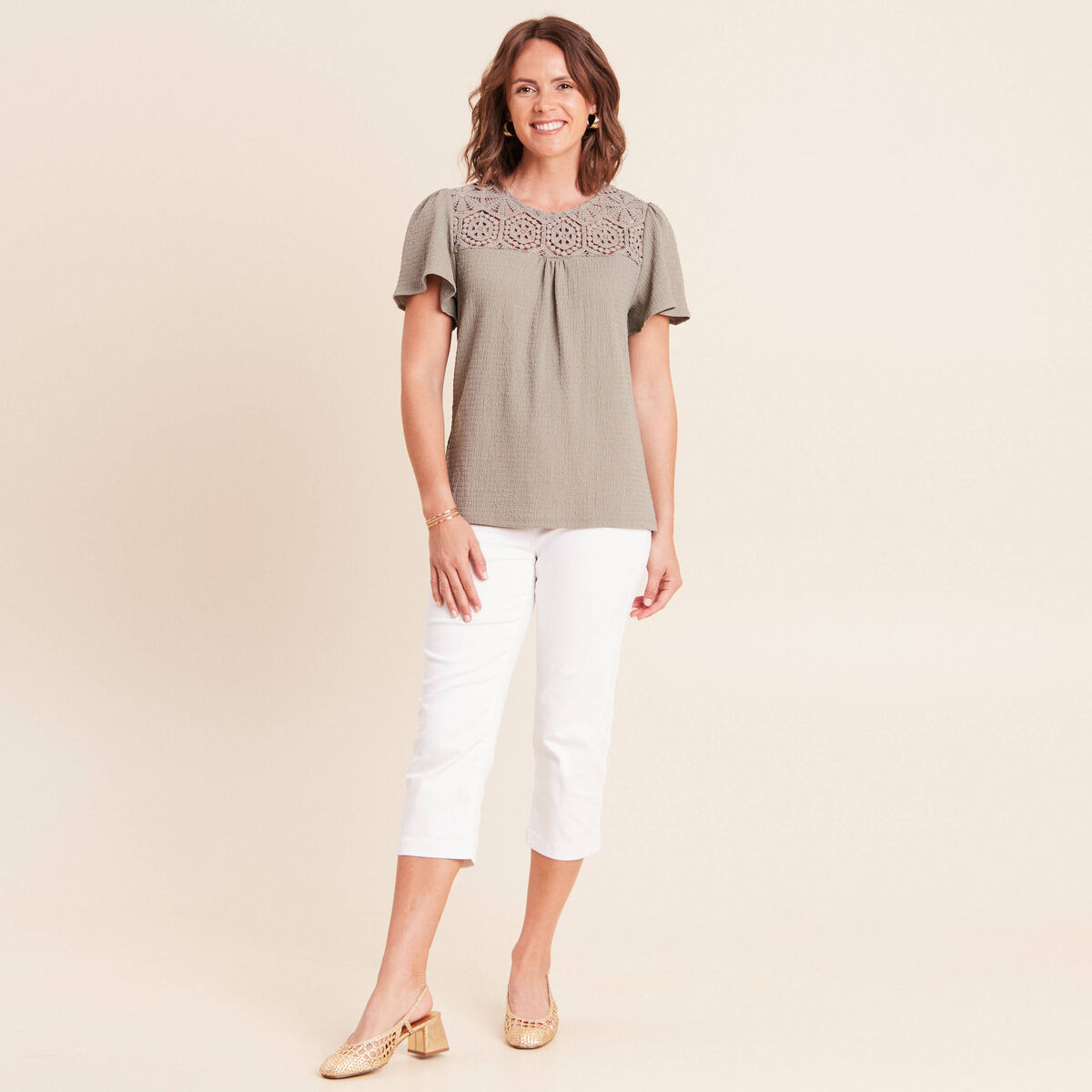 T-shirt manches courtes vert clair femme