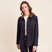 Veste droite &agrave; manches longues denim brut femme