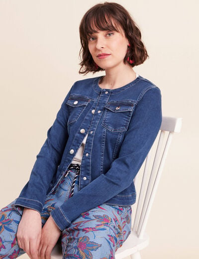 Veste r&eacute;versible cintr&eacute;e en jean bleu femme