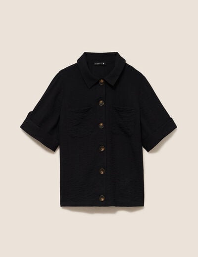 Chemise fluide manches courtes noir femme