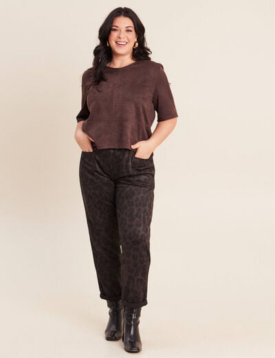 Top en suedine marron fonc&eacute; femme