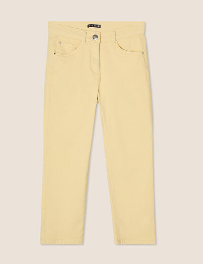 Pantacourt droit taille standard jaune clair femme