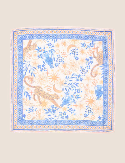 Foulard carré bleu femme