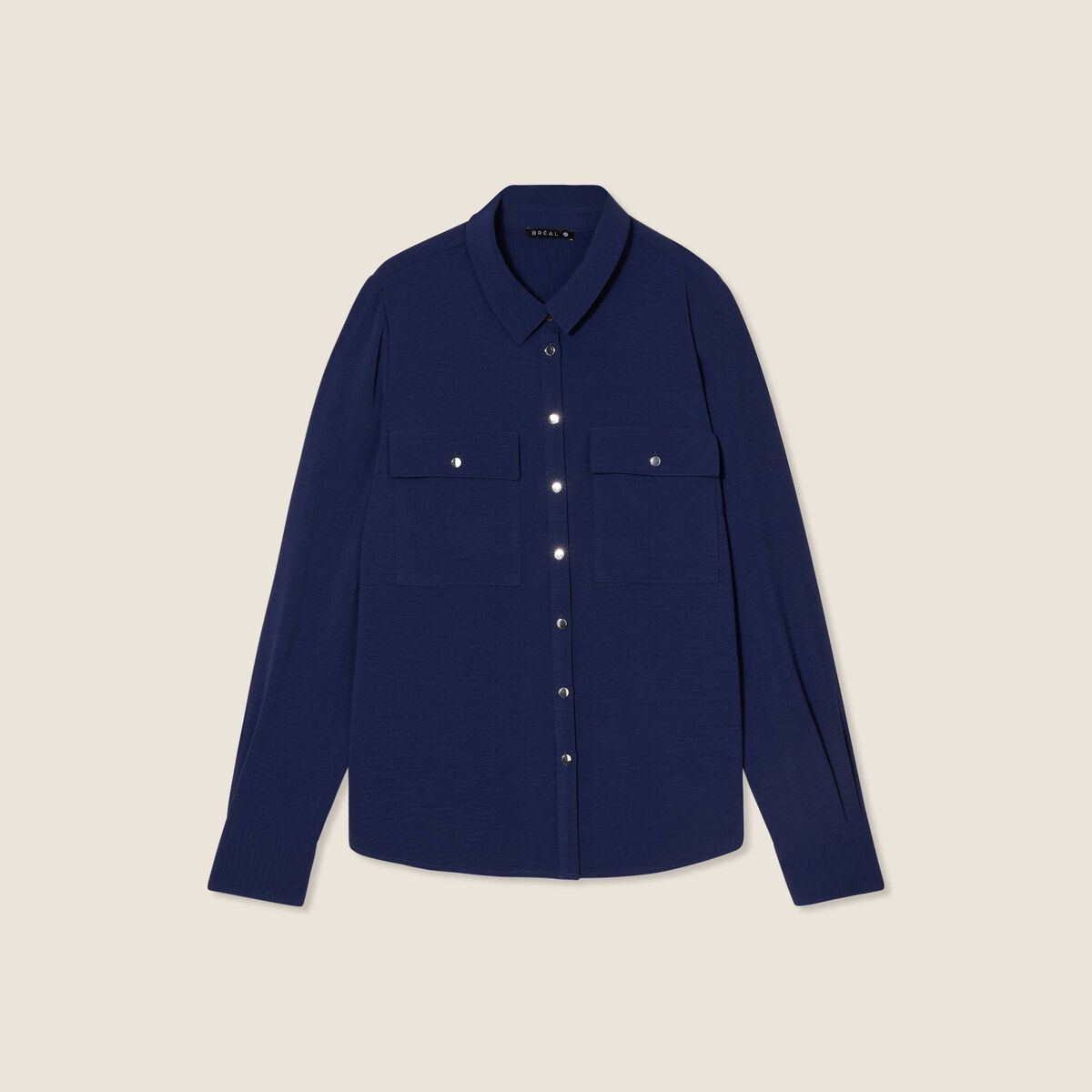 Chemise manches longues bleu marine femme