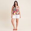 Short droit en jean blanc femme
