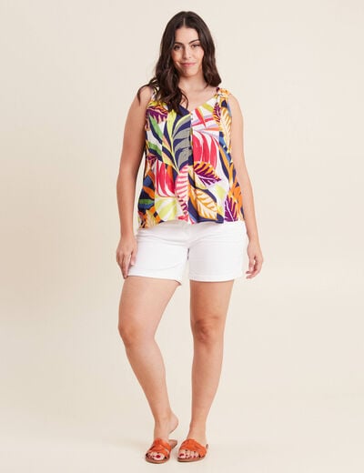 Short droit en jean blanc femme