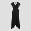 Robe longue &eacute;vas&eacute;e &agrave; volants noir femme