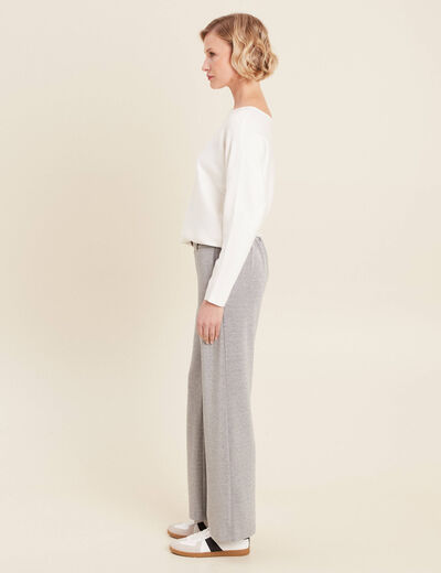 Pantalon large paillettes gris argent femme