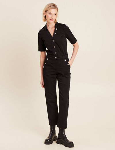 Combinaison pantalon en jean noir femme