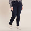 Jean ajusté taille haute denim brut femme