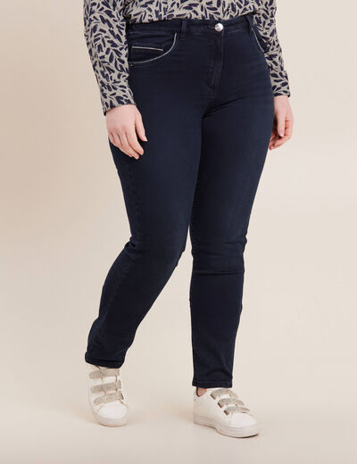 Jean ajusté taille haute denim brut femme
