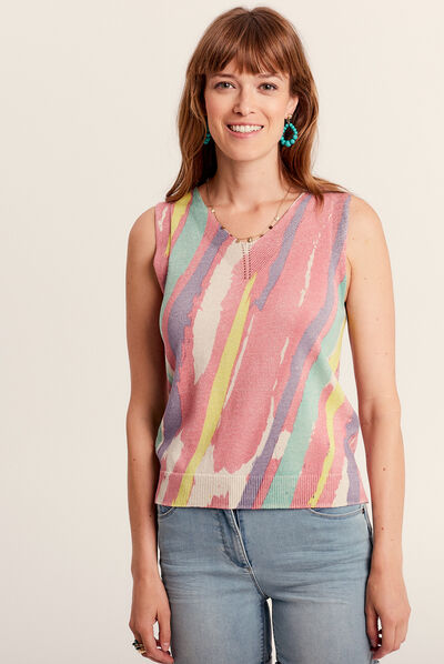 Pull sans manches multicolore femme