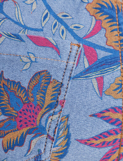 Jean droit r&eacute;versible bleu femme