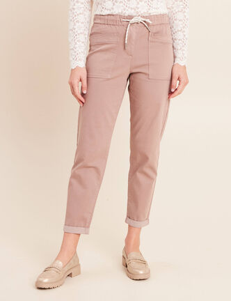 Pantalon coupe mom 7/8&egrave;me taupe femme