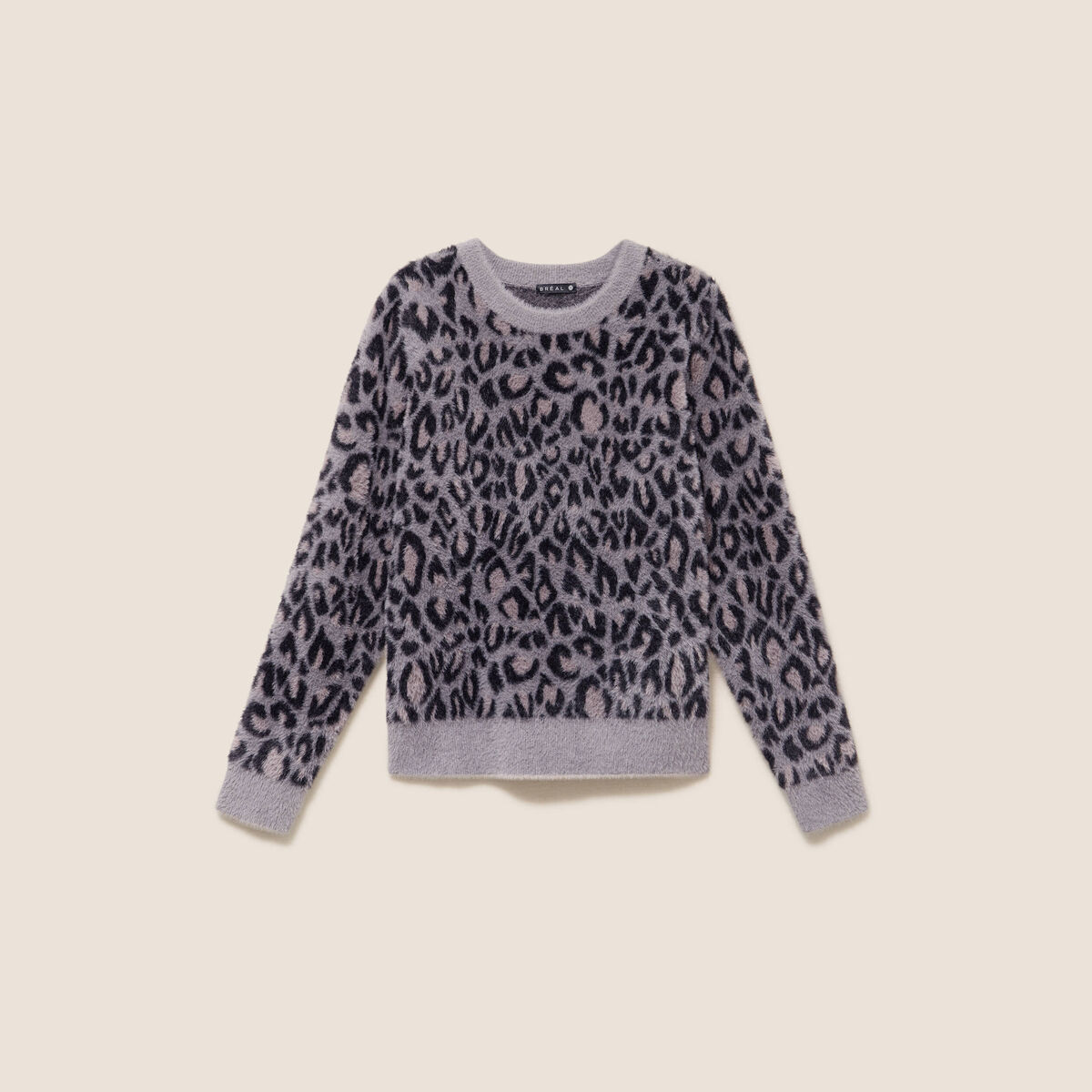 Pull col rond gris femme