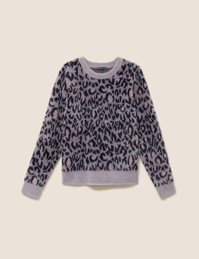Pull col rond gris femme