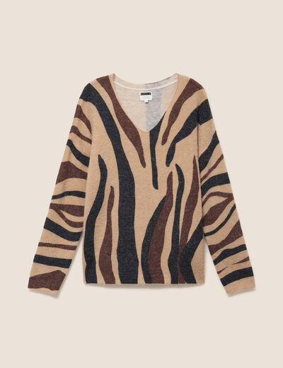 Pull manches longues marron femme