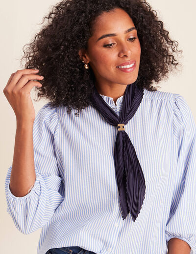 Foulard satin&eacute; bleu marine femme