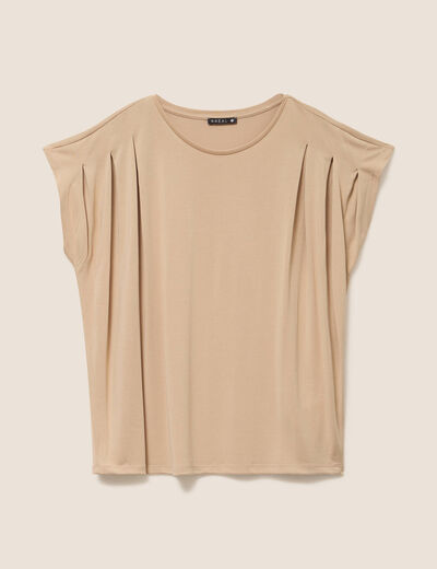 T-shirt droit col rond manches courtes sable femme