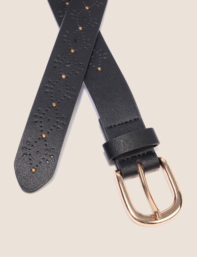 Ceinture fine ajour&eacute;e noir femme
