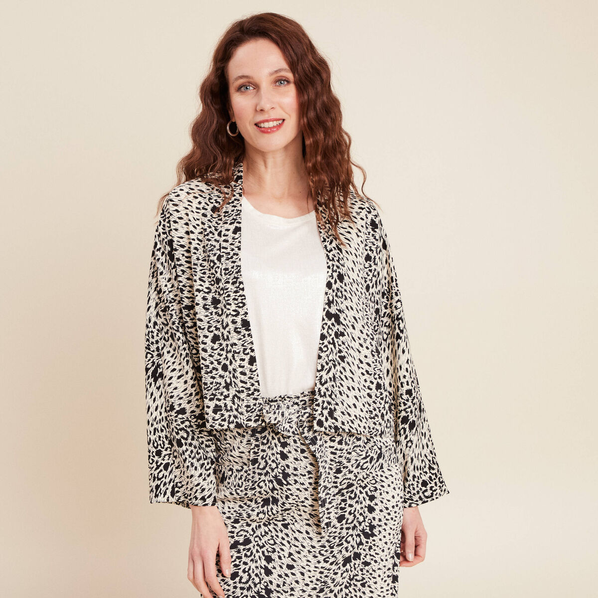 Veste esprit kimono ivoire femme