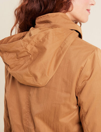 Parka cintrée col montant marron femme