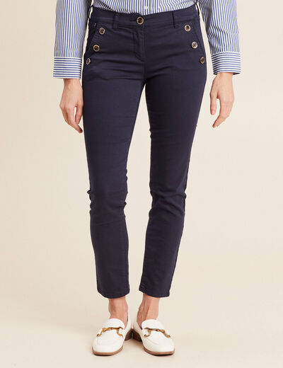 Pantalon ajusté 7/8ème bleu marine femme