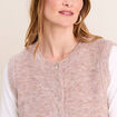 Gilet droit mi-long sans manches creme femme