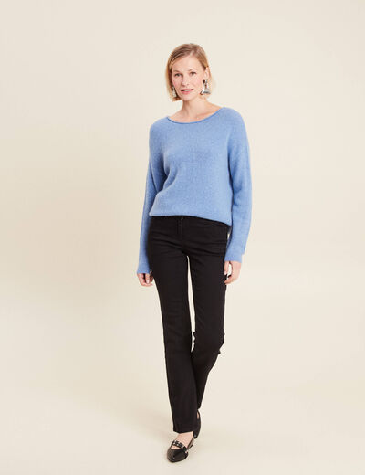 Jean droit taille basculée noir femme