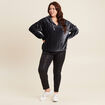 Sweat manches longues pliss&eacute; gris argent femme