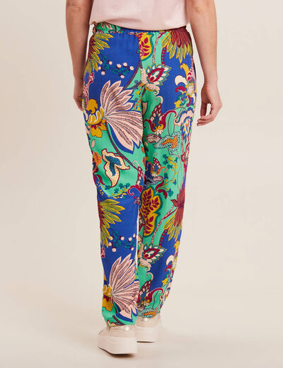 Pantalon carotte fluide 7/8ème vert femme