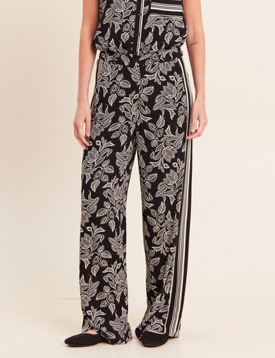 Pantalon fluide coupe large noir femme