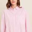 Chemise ample mi-longue en coton rose femme