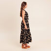 Robe longue &eacute;vas&eacute;e col v sans manches noir femme