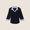 T-shirt manches 3/4 bleu marine femme