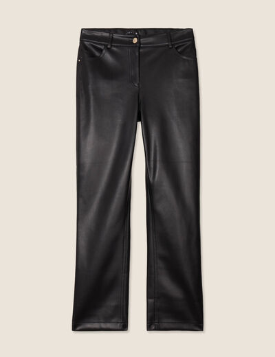 Pantalon droit simili cuir noir femme