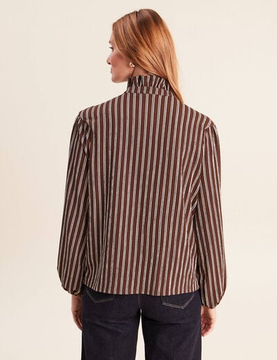 Blouse droite manches longues marron femme