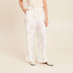 Pantalon large taille haute beige femme