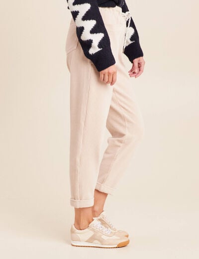 Pantalon coupe mom en velours sable femme