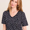 T-shirt droit col v manches courtes noir femme
