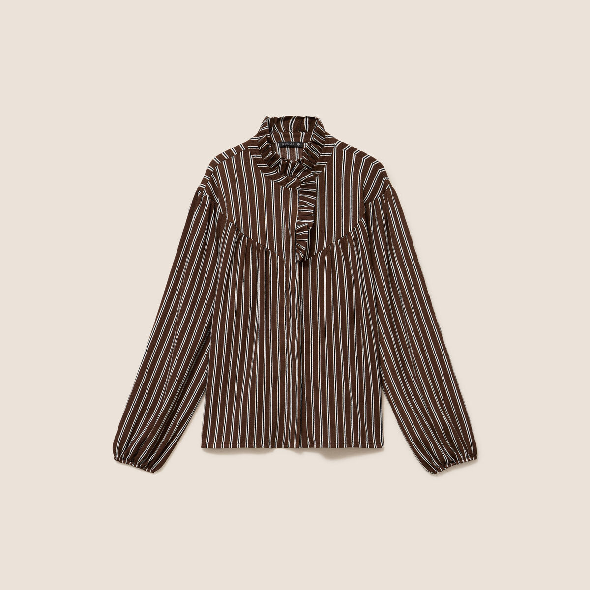 Blouse droite manches longues marron femme