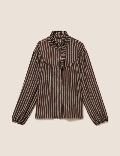 Blouse droite manches longues marron femme