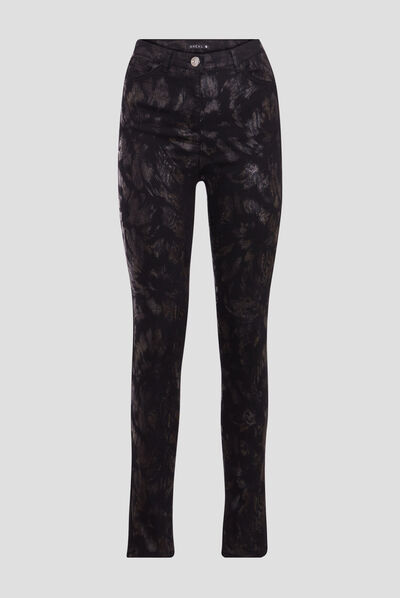 Pantalon ajusté denim noir femme