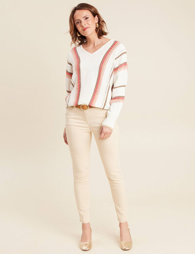 Pull manches longues ecru femme